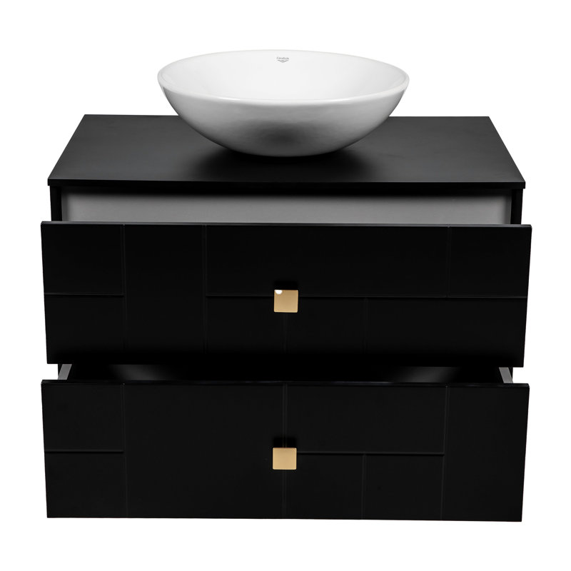 Meuble-lavabo autoportant avec lavabo Spruha-F_Modern, Noir mat