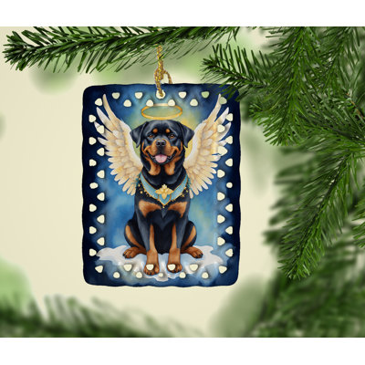 Ornement en porcelaine Rottweiler My Angel