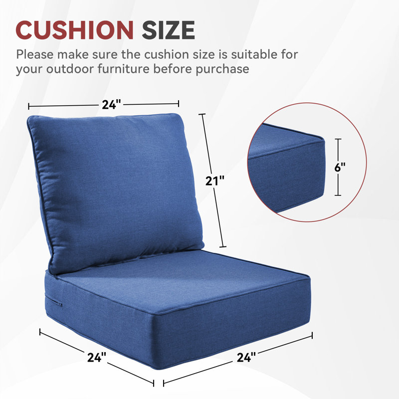 Ancolonia Outdoor 6" Thick Cushion Set - Seat/Back Cushions For Swivel Gliders And Armchairs (Set Of 4), 4, Navy