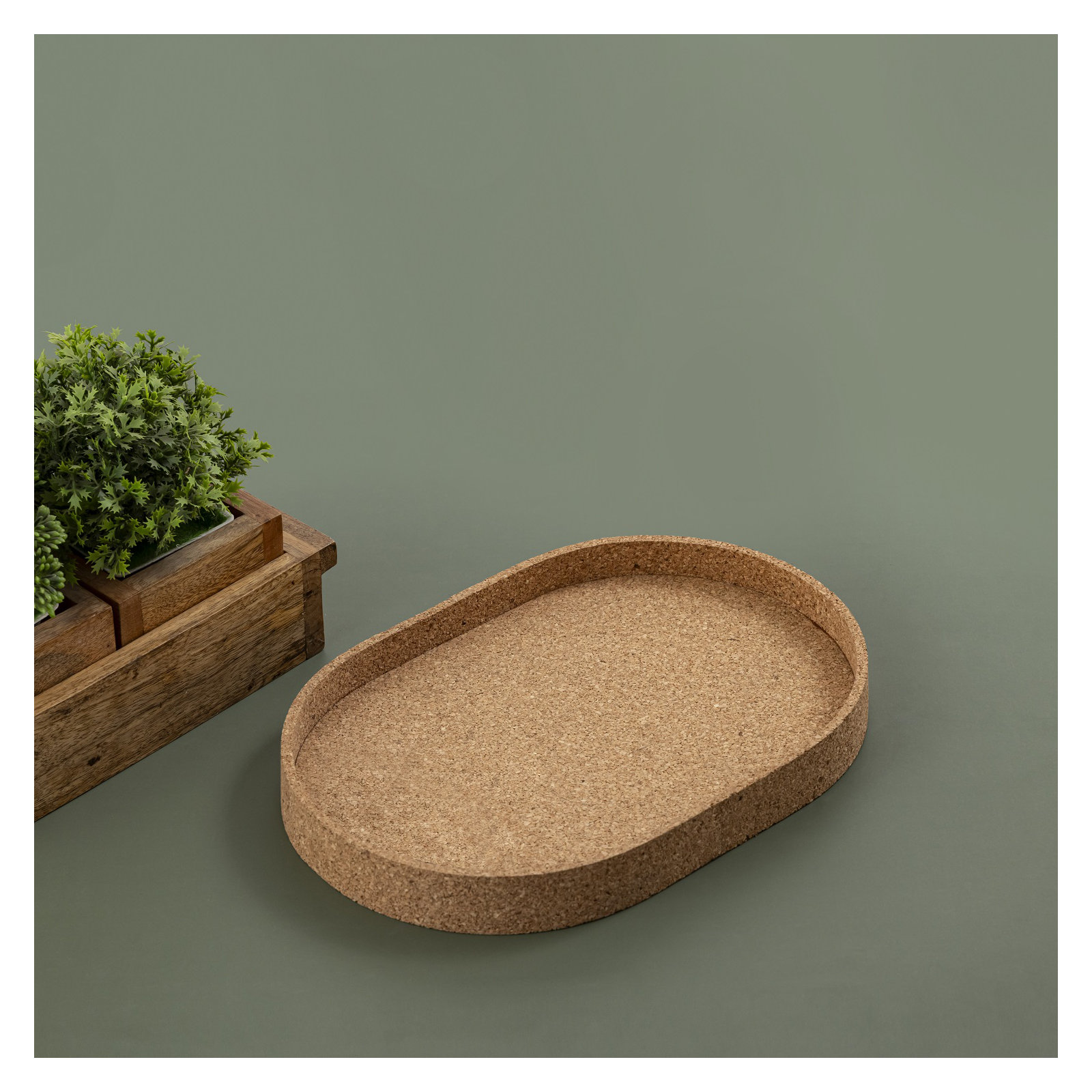 Oval Cork Tray Lg, 8.25"Wx12"Dx1.25"H