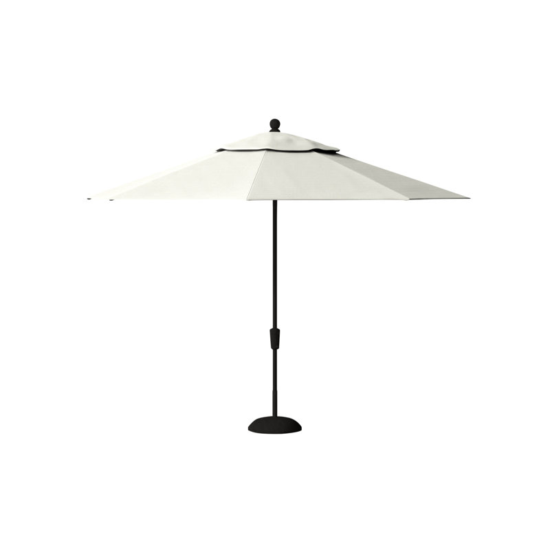 Crank Auto Tilt 108" x 108" Octagonal Market Umbrella, Black, Natural White