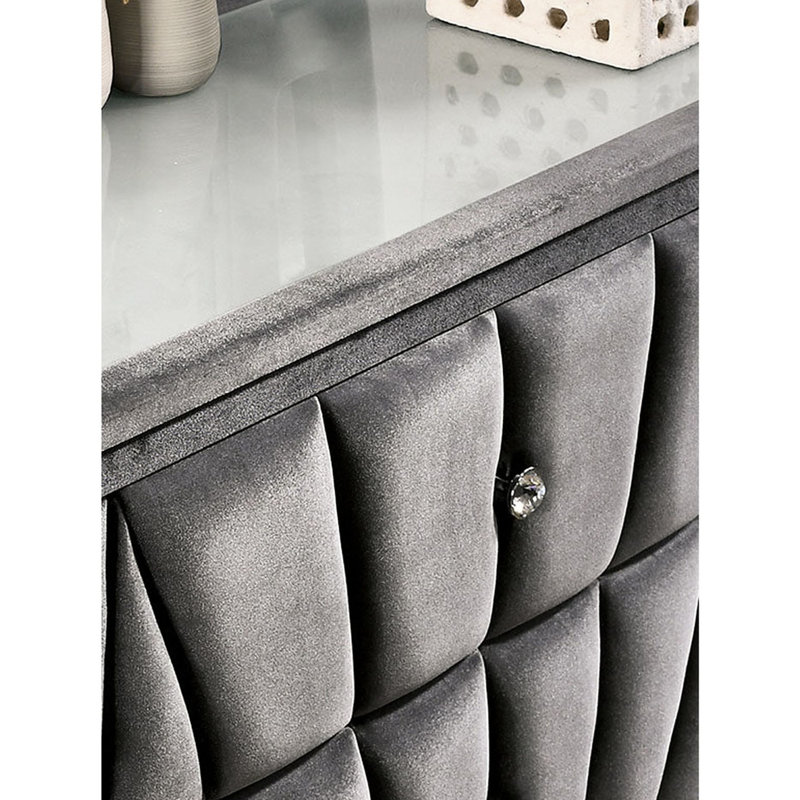 Table de chevet rembourrée en tissu gris 2 po