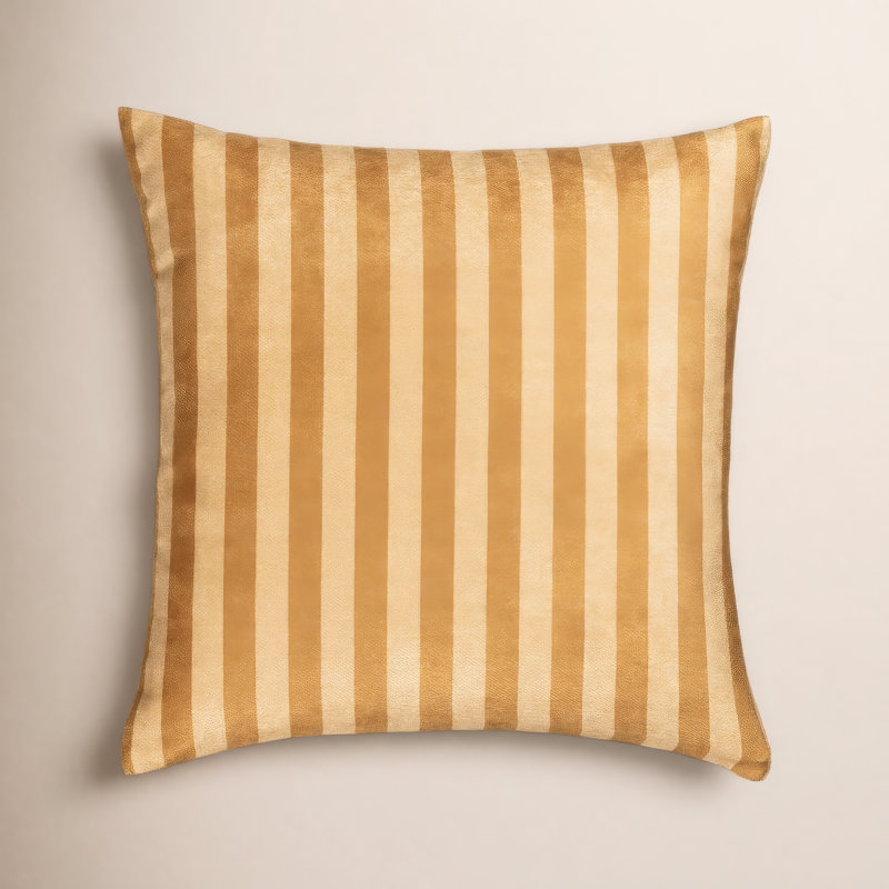 Coussin Birch Lane, Rayures jaunes, Polyester, Carré 20 po