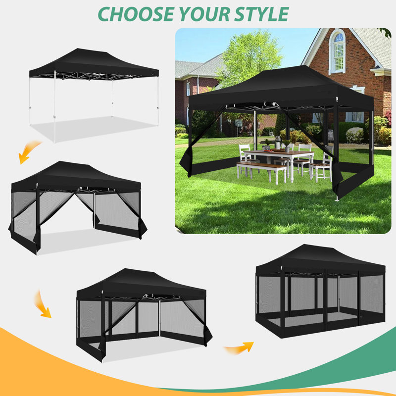 3 x 4.5m Steel Canopy, Black