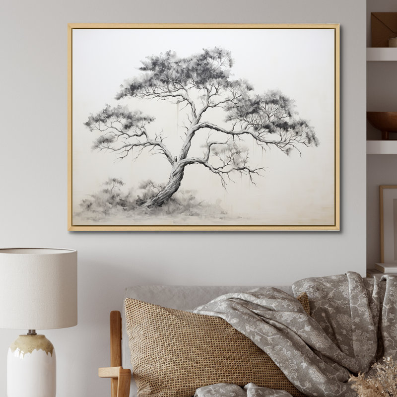 Minimalisme, pin blanc, rêve III sur toile, Cadre naturel flottant, H 16 po x l 32 po x P 1 po