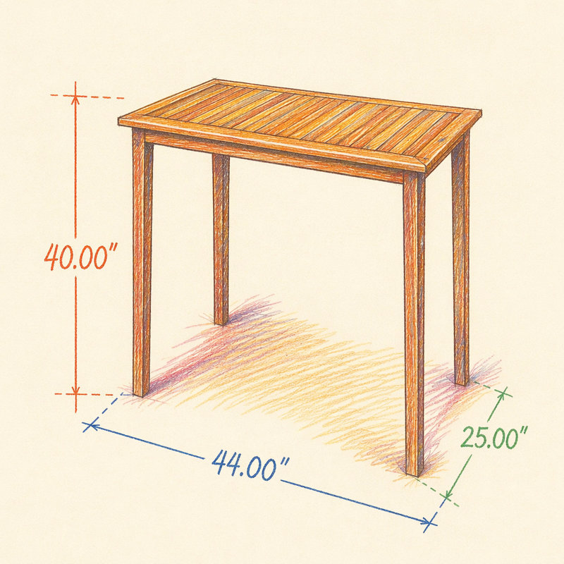 Table de bar d'extérieur en bois d'acacia minimaliste, Teak