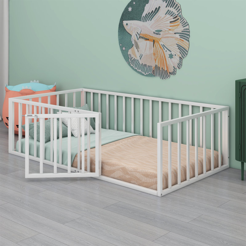 Aliauna Kids Twin Floor Bed, White