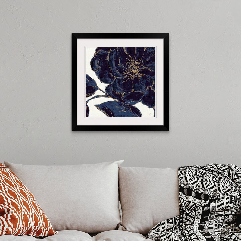 «Indigo Garden II», reproduction d'impression, Cadre noir, H 28 x l 28 po x P 1 po