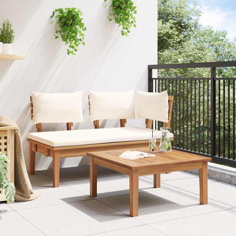 Garden Bench and Table Set, Cream
