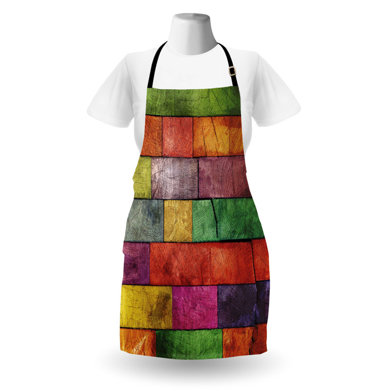Multicolore East Urban Home, tablier abstrait unisexe, Rainbow Timber Art, taille adulte