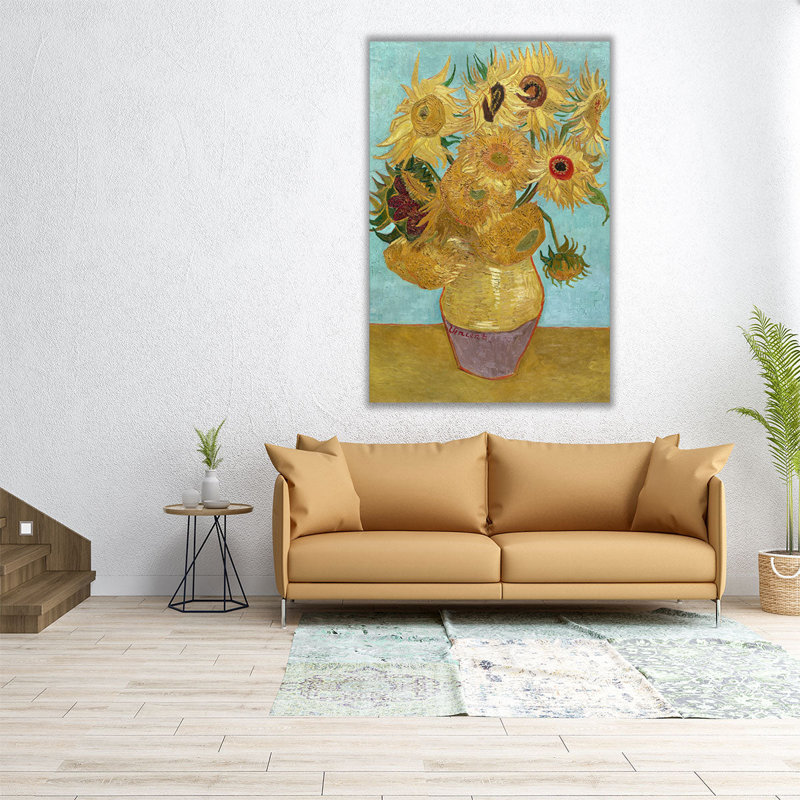 Vase avec douze tournesols, 1888-1889 - reproduction d'art sur toile, H 30 po x l 20 po