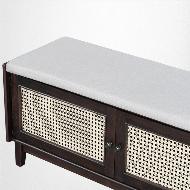 Banc de rangement de 43 po de large avec banc à coussins pour hall d'entrée, Espresso