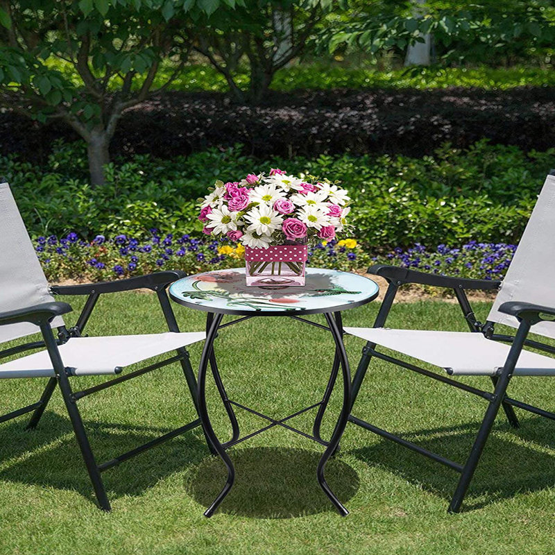 Round Metal Outdoor Side Table , 14.02'' in. W 14'' in. D