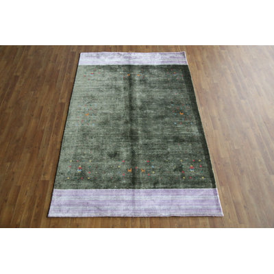Tapis vert en soie Gabbeh 5 x 8