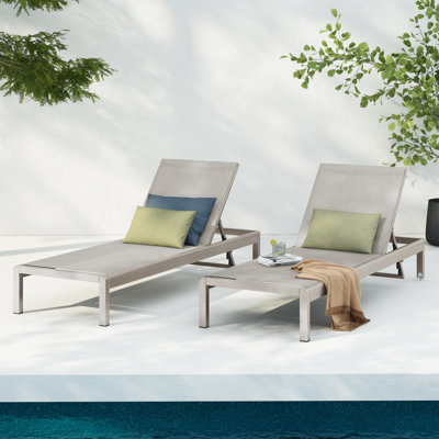 Ayten 77.5" Reclining Chaise Lounge Set with Cushions