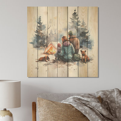 Canadian Family Camping In Winter I - Fruits On Wood Print
