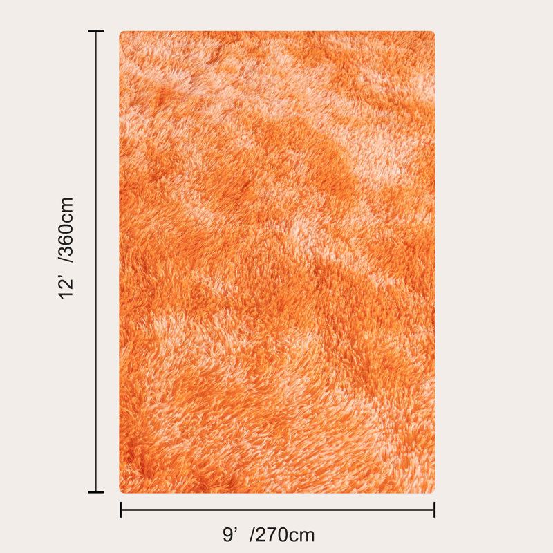 9x12 ft Fluffy Rug for Living Room, Soft Tie-Dyed Orange Area Rug, Non-Slip Carpet for Bedroom Home Decor, Rectangle 9' x 12'