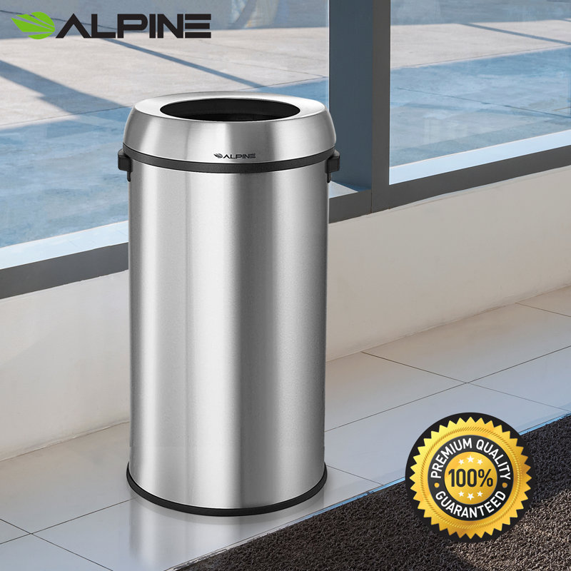 17 Gallon Silver Stainless Steel Open Top Trash Can