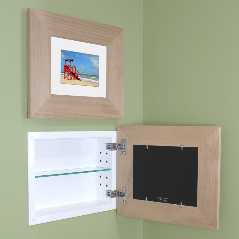14"W 11"H Recessed Framed Medicine Cabinet with 1 Adjustable Shelf, Unfinished Flat