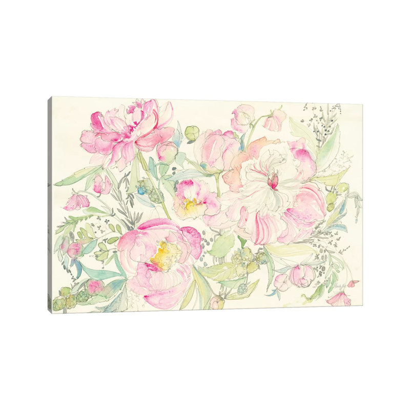 Peony Garden by Kristy Rice - Painting on Canvas, Wrapped Canvas, 101.6cm H x 152.4cm W x 3.81cm D