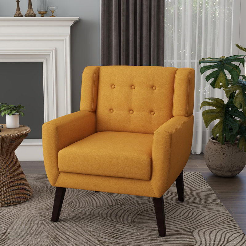 Stephanny Upholstered Armchair, Orange Linen Blend