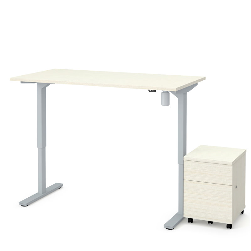 Bureau debout à hauteur ajustable 2 pièces Brisa, Écorce gris, H 45 po x l 47,6 po x P 24 po, gris