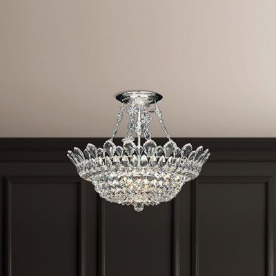 Trilliane 10 Light 24in x 19in Semi-Flush Mount in Silver with Clear Radiance Crystals