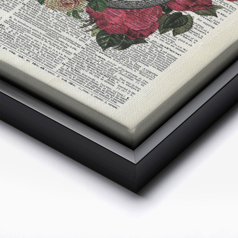 Fleurs et œil anatomique, Cadre noir, Canevas, H 08 po x l 10 po