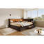 Grand lit de jour en bois avec tablettes de rangement, USB, DEL et 2 tiroirs, brun-134084585