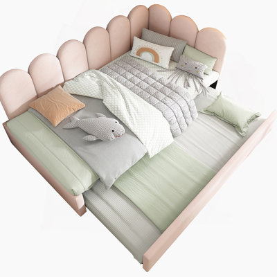 Comfortable Upholstered Daybed With Pull - Out Bed, Suitable For Adults And Children, Offering A Cozy Resting And Sleeping Solution