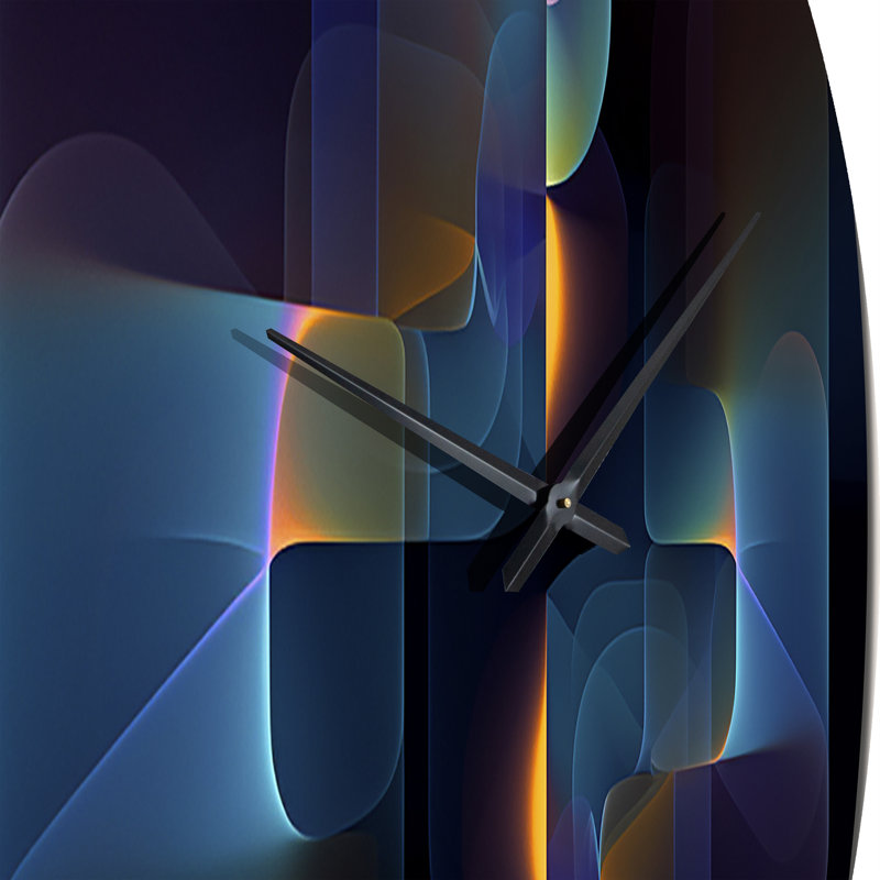 Horloge murale rétro en métal à motif géométrique mauve, Moyenne
