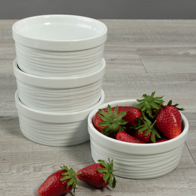 BIA Cordon Bleu Kalahari Round Porcelain China 4 Piece Ramekin / Soufflé Dish Bakeware Set