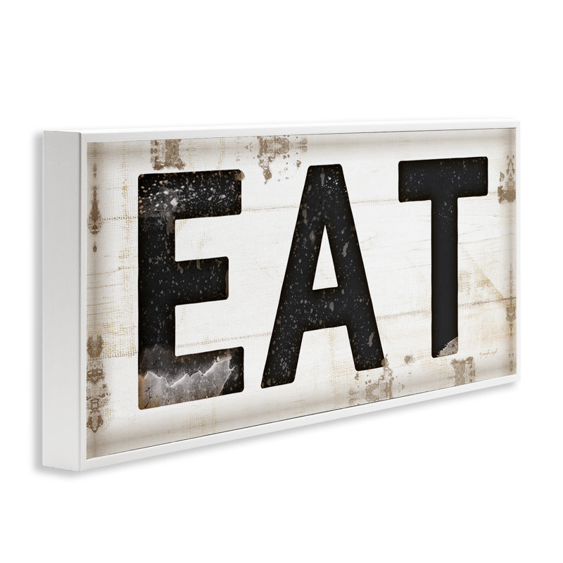 «Eat Typographie», estampe numérique par Jennifer Pugh, H 13 po x l 30 po, Giclée encadrée blanc bord de mer