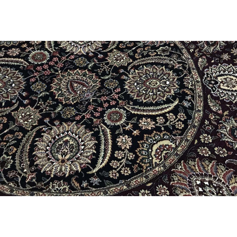 Hand-Knotted High-Quality Black Round Area Rug