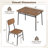 5 PCS Wood Square Kitchen Table & Chair Set with Metal Frame Storage Rack