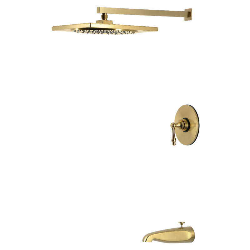 Kingston Brass Restoration Single-Handle Pressure Balanced Tub and Shower Faucet, Brushed Brass