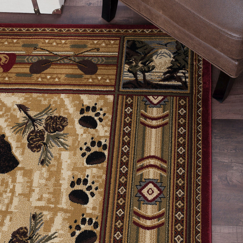 Alers Nature Lodge Cabin Bear Indoor Rug, Rectangle 5'3" x 7'3"