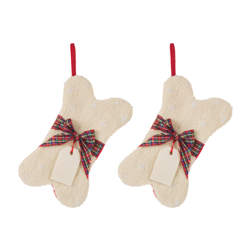 2pk 12.50"L Bone Shape Hooked Stocking