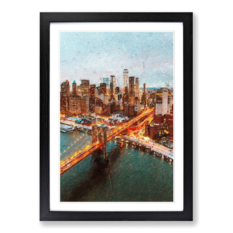 Heading to New York City - Picture Frame Photograph Print, 65cm H x 48cm W x 2cm D, Black Framed