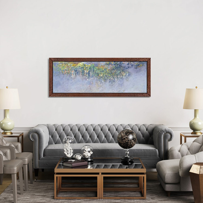 Wisteria, 1919-20 by Claude Monet - Panoramic Painting on Canvas, 152.4 cm H x 50.8 cm W, Brown Framed