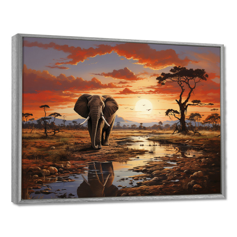 Faune d'Afrique, animaux d'Afrique sur toile, H 30 po x l 40 po x P 1,5 po, Encadrement argenté