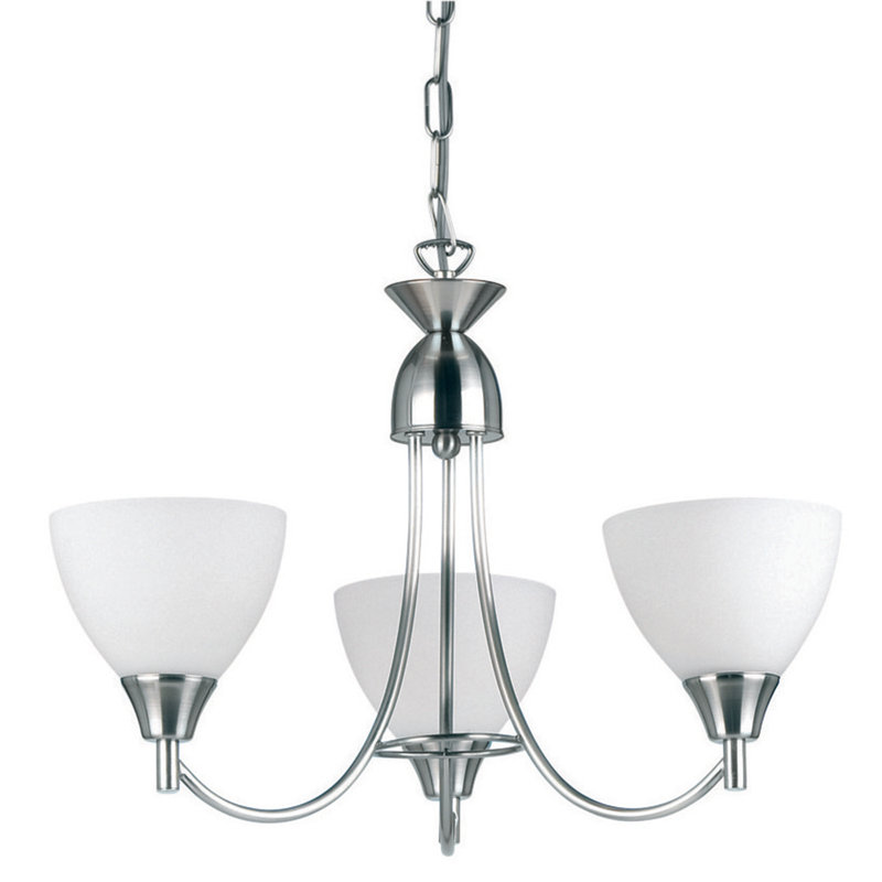 Barium 3 - Light Shaded Chandelier, Antique Silver