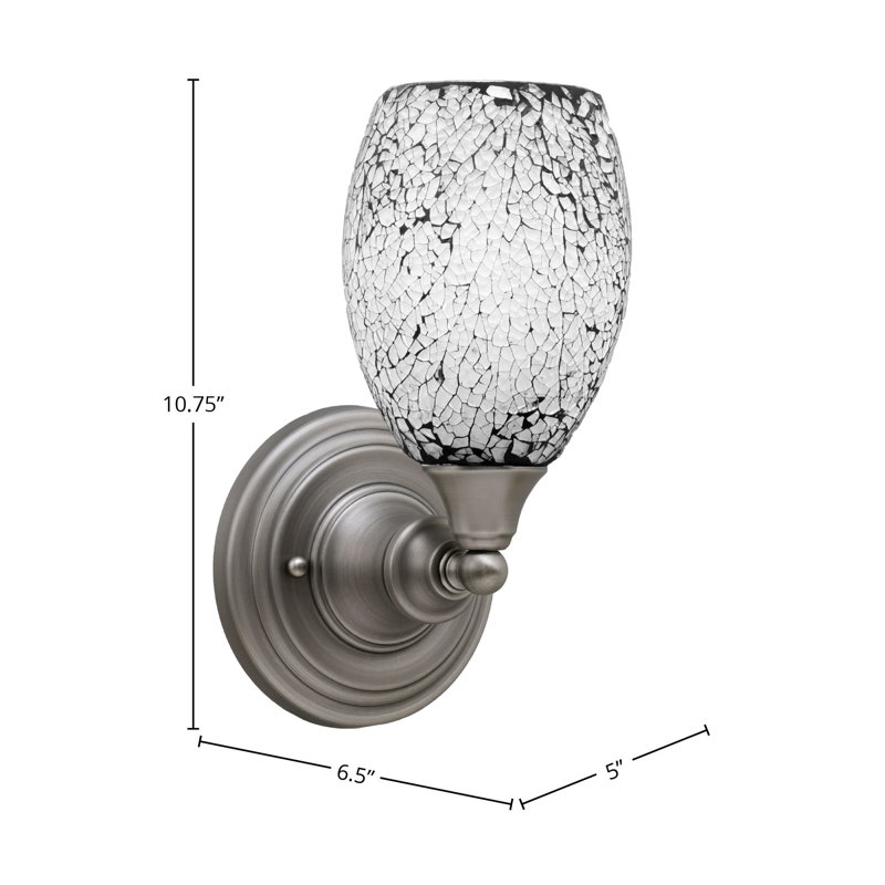 Wall Sconce With 5" Fusion Glass, Black, Brushed Nickel