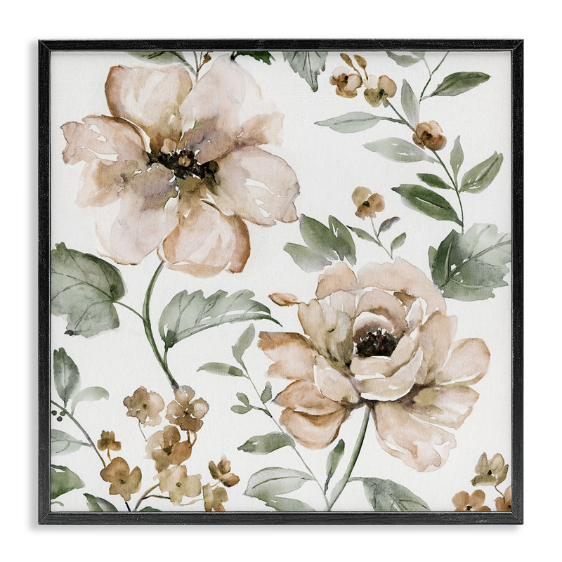 «Dicat Blooming Florals», estampe numérique, design par Nan, Giclée encadrée noir minuit, H 12 po x l 12 po