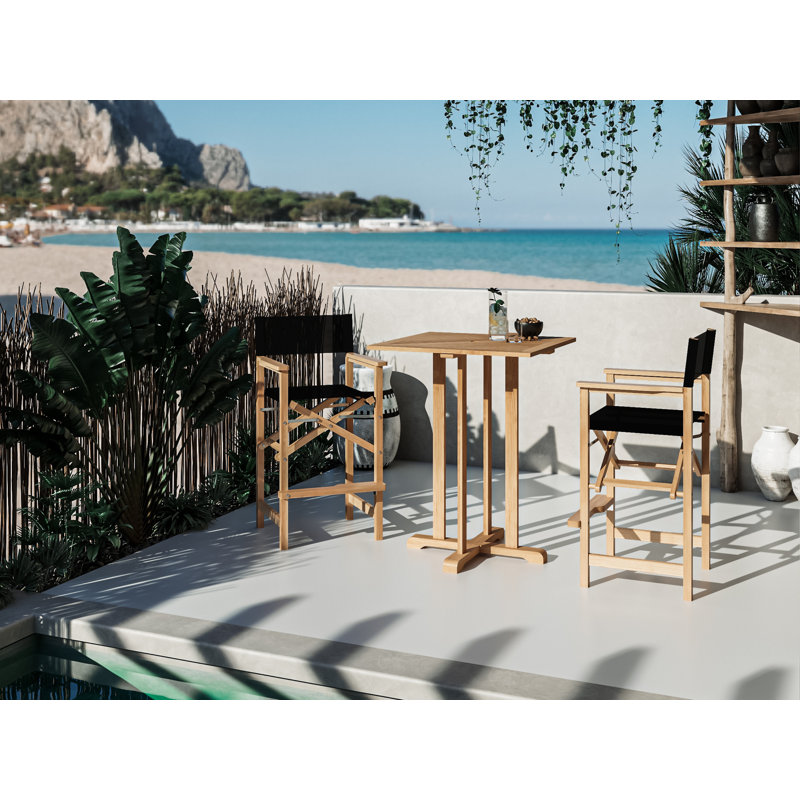 Captain 3 Piece Sunbrella Bar Height Dining Set, Black