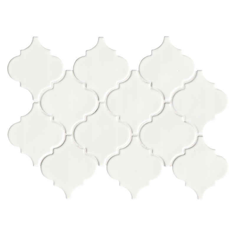 Lantern 11 in. x 15 in. Glossy Ceramic Mosaic Wall Tile, Celeste Blanc