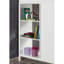 Lit mezzanine simple transitionnel avec huit tiroirs, trois grandes tablettes attachées et structure en bois, blanc