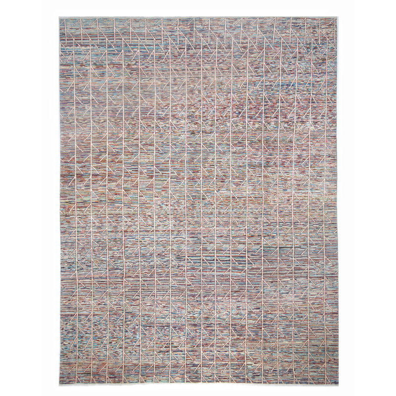 High-Quality Hand-Knotted Navy And Red Area Rug
