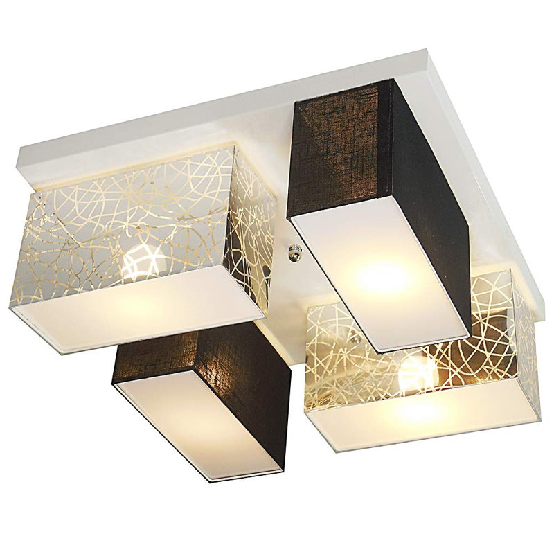Pasko Fabric Semi Flush Mount, Silver/Black transparent