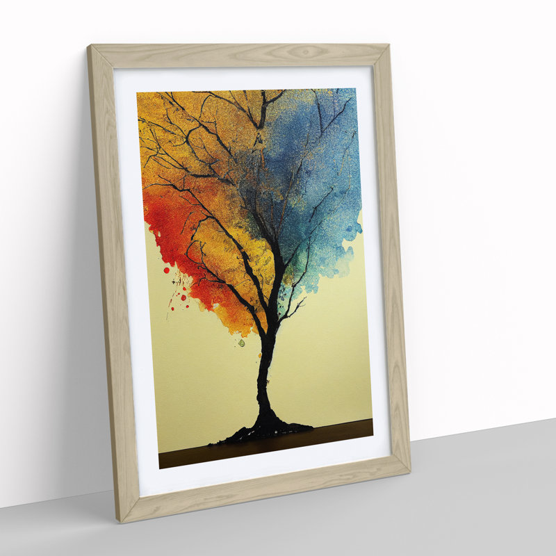 Tree No.1 - Single Picture Frame Painting, 34cm H x 25cm W x 2cm D, Oak